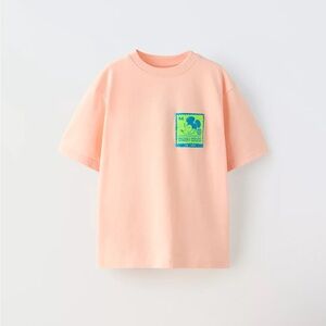 Zara Kids Pink Short Sleeve Tee with Graphic Design Size 8-9